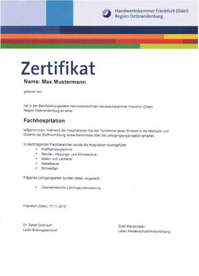 德国 IHK/HWK/AHK技能证书